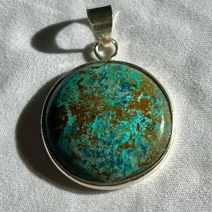 925 Sterling Silver Chrysocolla Pendant Necklace
